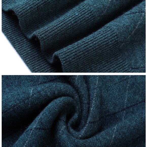 Light Luxury - Men's Plaid Cashmere Sweater - Picture 12 of 13